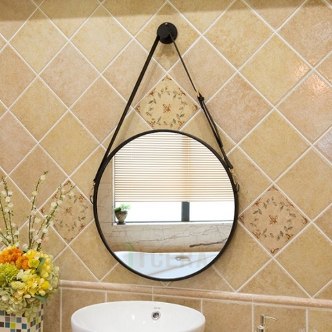 Gương Tròn Dây Da Đen Nhà Tắm LANKA GS09