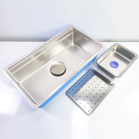 Chậu rửa chén lắp âm mặt đá  kích thước 78x43cm inox 304_Xả giữa