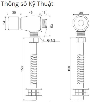 Bộ phụ kiện van xả nhấn tiểu nam bằng đồng LANKA