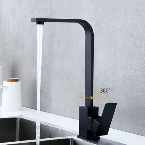 Vòi Rửa Chén Nóng Lạnh Vuông Inox 304  Sơn tỉnh điện màu đen Lanka VRCNL21