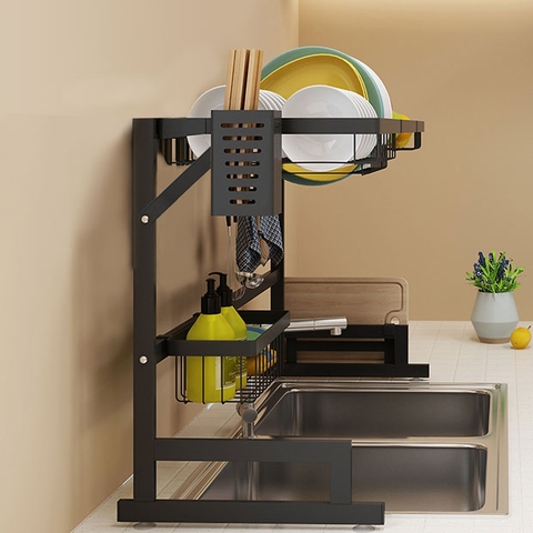 Kệ để chén bát sơn tỉnh điện màu đen loại dày cở 85cm