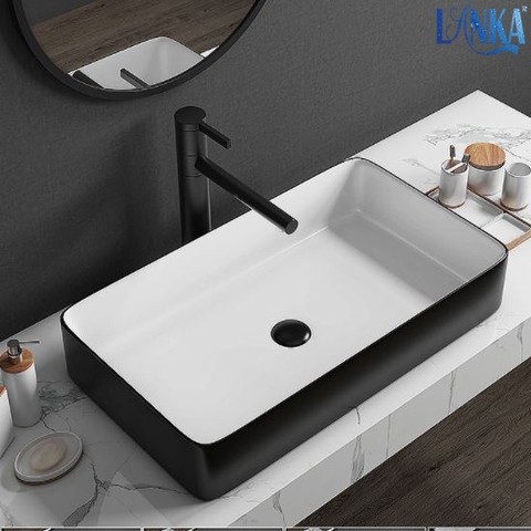 LAVABO SỨ ĐẶT BÀN HÌNH CHỮ NHẬT LANKA MÃ LB15