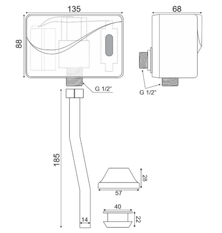 Bộ phụ kiện van xả cảm ứng tiểu nam 03 LANKA