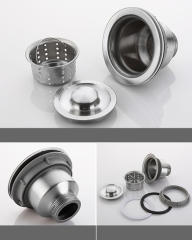 Bầu xả chậu rửa chén inox 304 và nhựa ABS D140