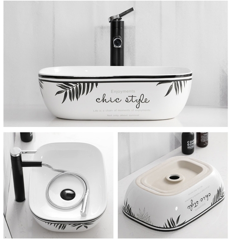 Chậu Lavabo Đặt Bàn Hoa Văn Lá Trúc Lanka LB40