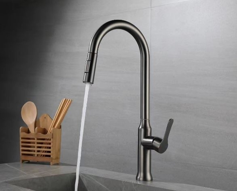 Vòi rửa chén nóng lạnh mẫu dây rút màu ghi xám LANKA VRCNL24