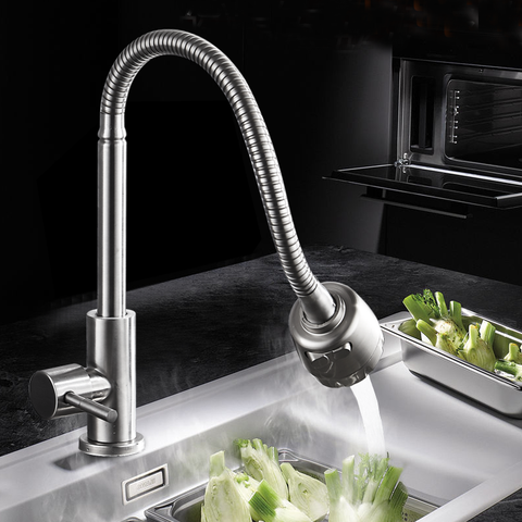 VÒI RỬA CHÉN LÒ XO BẺ, XOAY INOX 304 MỜ LANKA VRCL02