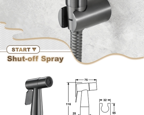 Vòi Xịt Toilet Inox Sơn Tỉnh Điện Màu Xám LANKA