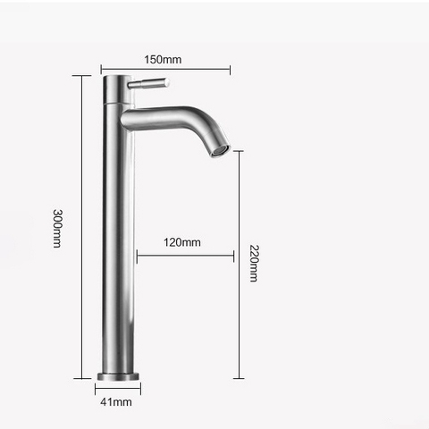 Vòi Lavabo Tròn cao 30cm Inox 304 Lanka LBL14