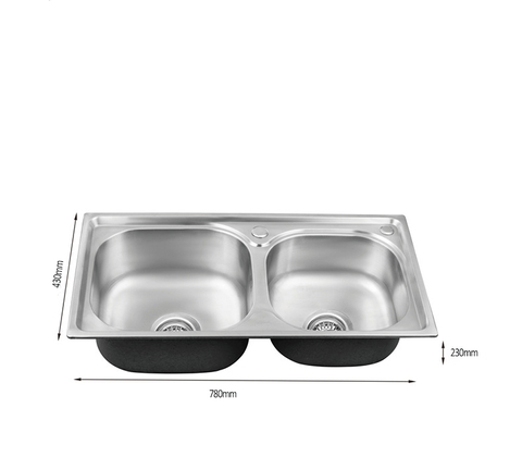 CHẬU RỬA CHÉN 2 HỘC ÉP INOX 304 LANKA