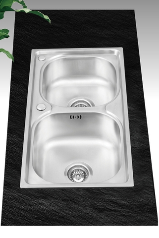 CHẬU RỬA CHÉN 2 HỘC ÉP INOX 304 LANKA