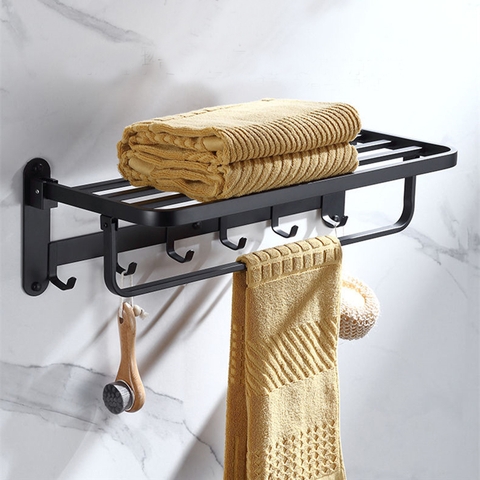 Kệ treo khăn nhà tắm inox 304 sơn tỉnh điện màu đen loại dày B05
