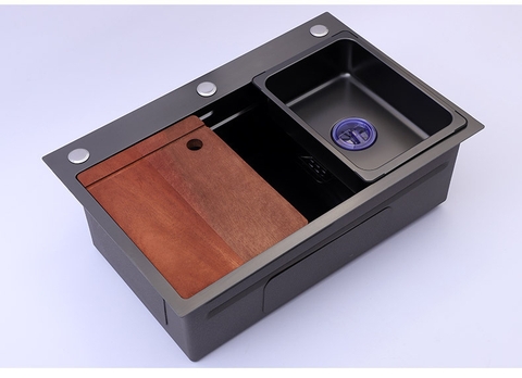 Chậu Rửa Chén 1 Hộc Inox Phủ Nano Xám 7545DT