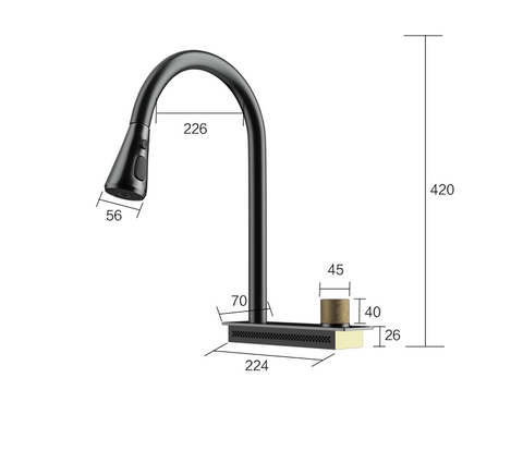 Combo Chậu Rửa Chén 1 Hộc + Vòi Rửa Chén Thác Nước Inox Phủ Nano Đen 7545