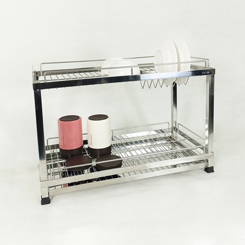 Kệ úp chén bát 2 tầng inox 304 mã KC01