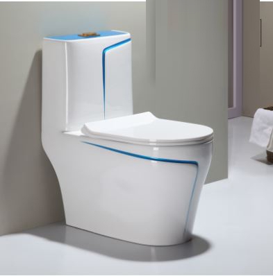 Bồn cầu khối Lanka xả xoáy mã C8872B [Trắng Viền Xanh]