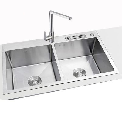 CHẬU RỬA CHÉN 2 HỘC VẮT DAO INOX 201 LANKA