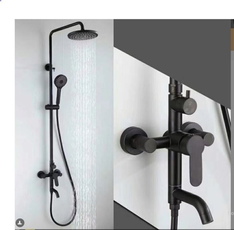 Vòi sen tắm đứng mẫu tròn sơn tỉnh điện màu đen LANKA mã SC16