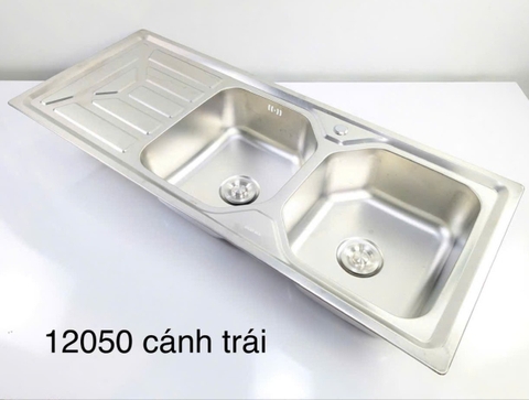 Chậu Rửa Chén Ép 2 hộc kích thước 120x50cm Cánh Trái inox 304