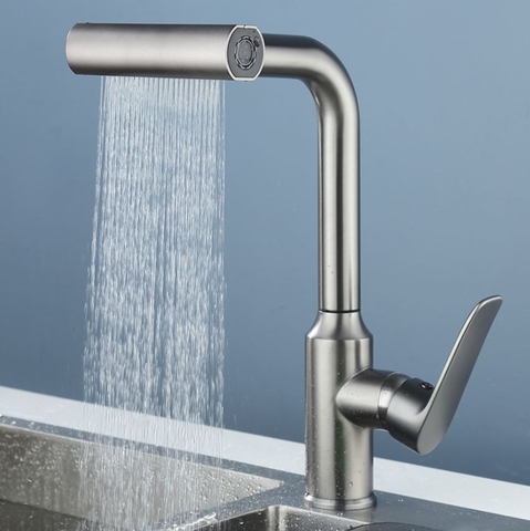 Vòi rửa chén nóng lạnh mẫu dây rút màu xám LANKA mã VRCNL19