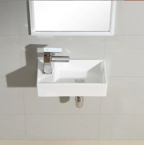 Chậu Lavabo Treo Tường kích thước nhỏ gọn ( có thể gắn góc tường bên trái )