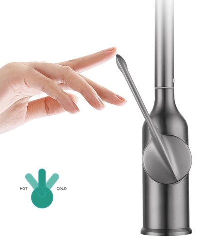 Vòi rửa chén nóng lạnh sơn tỉnh điện màu xám VRCNL18