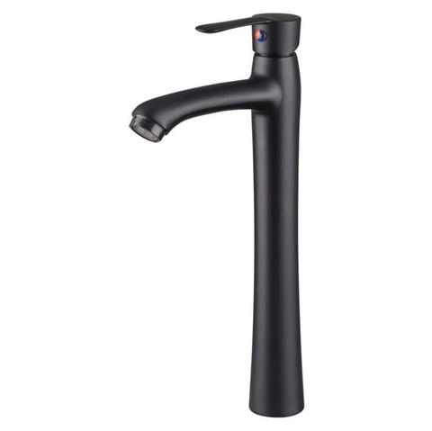 Vòi Lavabo Tròn cao 30cm Đồng Thau Sơn Tỉnh Điện Màu Đen Lanka LBL08