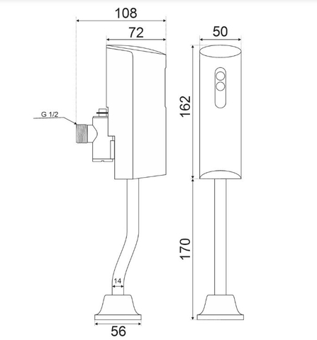 Bộ phụ kiện van xả cảm ứng tiểu nam 04 LANKA