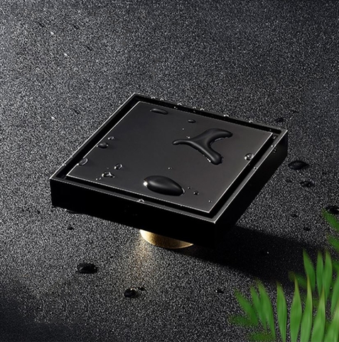 Phểu thoát nước sàn toilet mặt vuông màu đen TS09