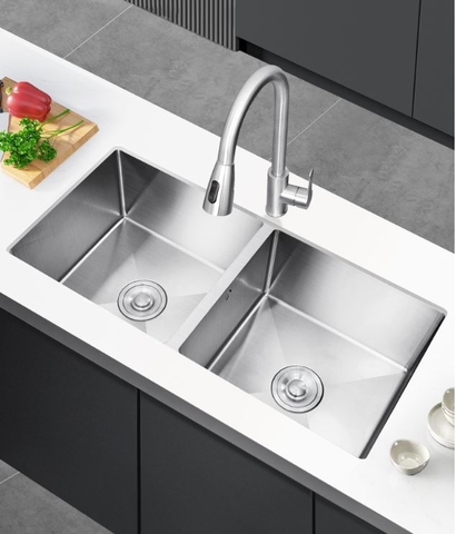 Chậu Rửa Chén 2 HỘC INOX 304 Âm Bàn LOẠI Dày LANKA-8346DT