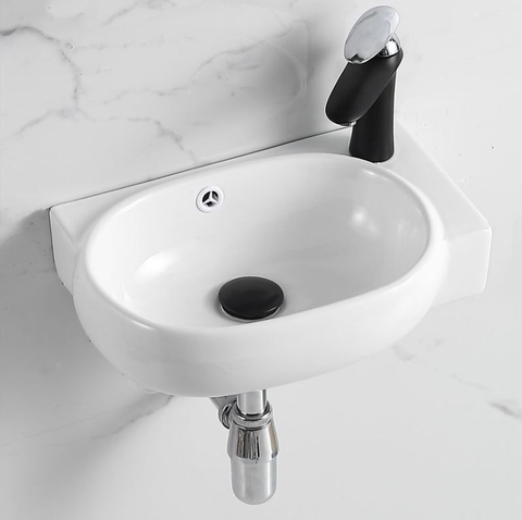 Chậu Lavabo Treo Tường kích thước nhỏ gọn ( có thể gắn góc tường bên phải)