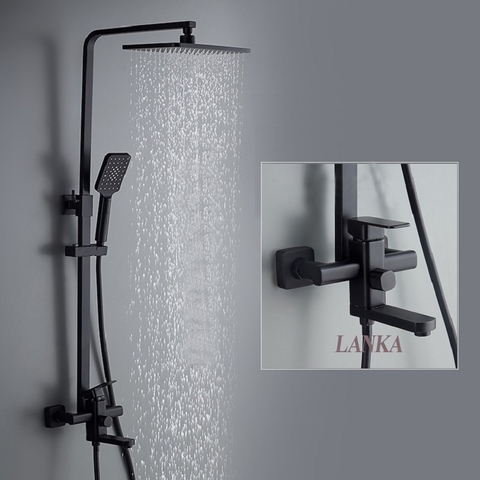 Vòi sen tắm đứng mẫu vuông màu đen LANKA mã SC14