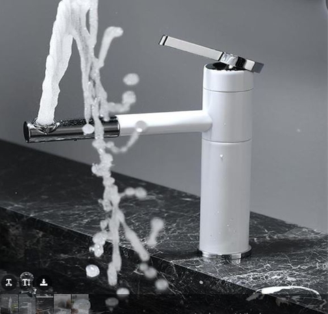 Vòi Lavabo Nóng Lạnh Sơn Tĩnh Điện Trắng Cao 20cm LANKA LBNL10