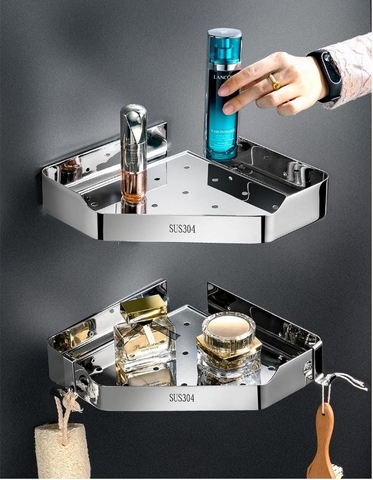 Kệ góc 1 tầng inox 304  cao cấp loại dán tường KG13