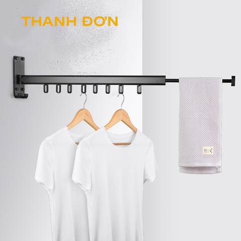 Giá móc phơi quần áo NHÔM_ THANH ĐƠN_ PHỦ NANO ĐEN_TRẮNG