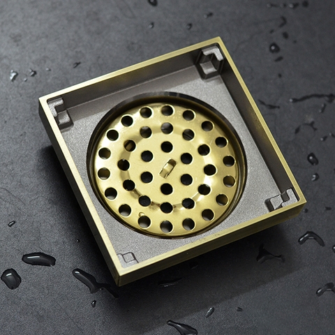 Phểu thoát nước sàn toilet mặt vuông màu vàng TS08