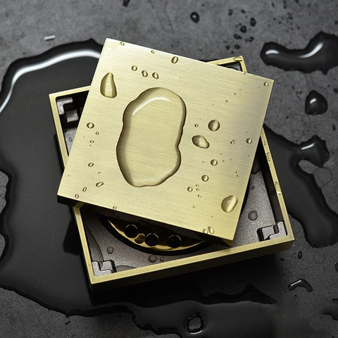 Phểu thoát nước sàn toilet mặt vuông màu vàng TS08