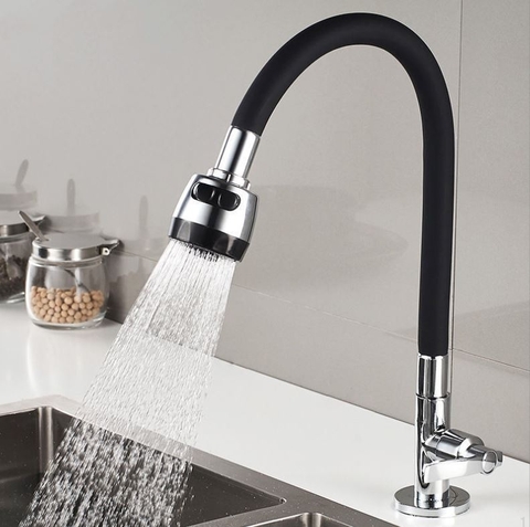 Vòi Rửa Chén Lạnh Thân Mềm Màu Đen LANKA VRCL7