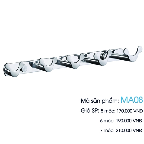 Móc treo áo quần inox 304 loại 5 móc mã MA08