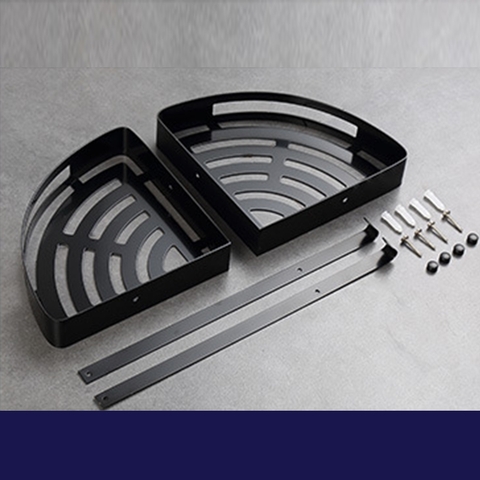 Kệ góc đôi inox 304 sơn tỉnh điện màu đen để vật dụng nhà tắm