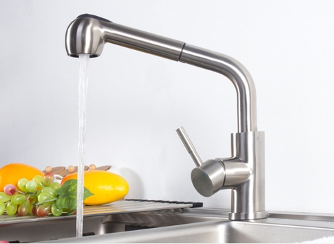 Vòi Rửa Chén Nóng Lạnh Dây Rút Inox 304 Mờ LANKA VRCNL04