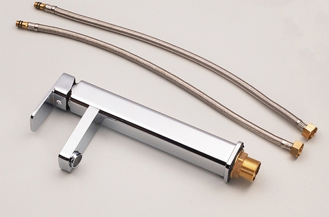 Vòi Lavabo Vuông Nóng Lạnh Đồng Thau Mạ Crome Cao 3 Tấc LANKA LBNL20