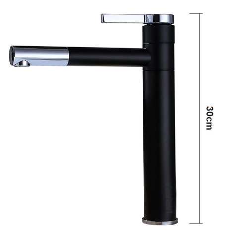 Vòi Lavabo Nóng Lạnh Sơn Tĩnh Điện Đen Cao 30cm LANKA LBNL23