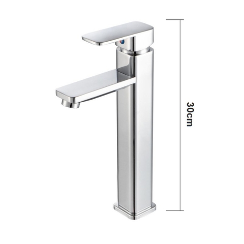 Vòi Lavabo Vuông Nóng Lạnh Đồng Thau Mạ Crome Cao 3 Tấc LANKA LBNL20