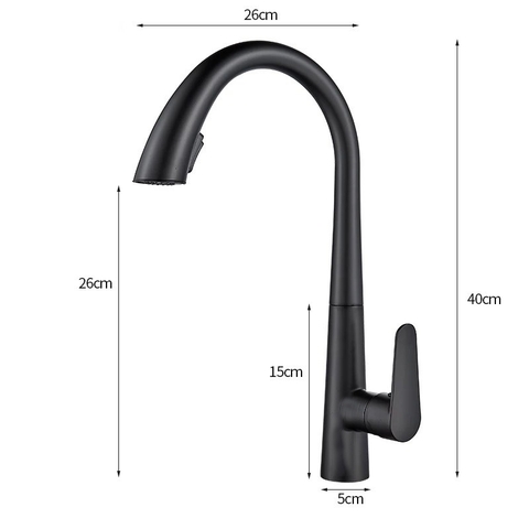 Vòi Rửa Chén Rút Nóng Lạnh Đồng Thau Sơn Tĩnh Điện Đen LANKA NL14