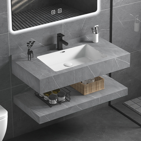 Bàn đá Lavabo 2 Tầng 303-80cm Xám Mờ