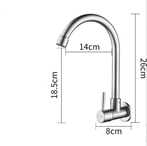 Vòi Rửa Chén Lạnh Gắn tường INOX 304 LANKA VRCL12