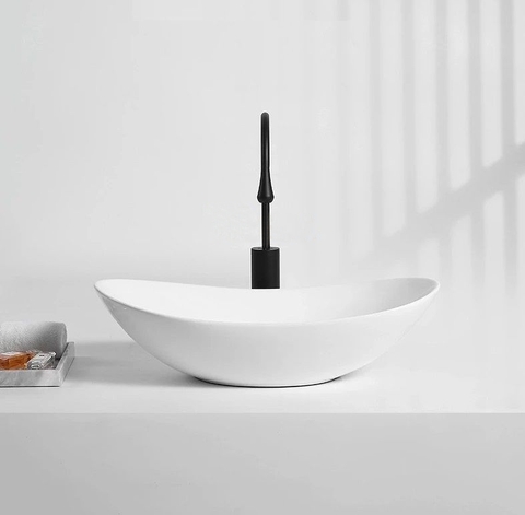 LAVABO SỨ ĐẶT BÀN MẪU THUYỀN MÀU TRẮNG AZ14