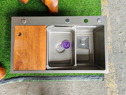 Chậu Rửa Chén 1 Hộc Inox Phủ Nano Xám LANKA CRCNN-7846