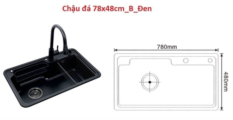 Chậu Rửa Chén Đá 1 Hộc Australia T7848-D01 ĐEN